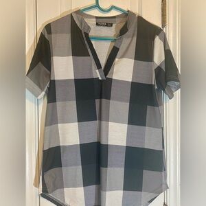 YOINS Monochrome Plaid Button Down Shirt